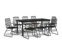 vidaXL Garden Dining Set Table and Chairs Lounge Set 9 Piece Black PVC Rattan