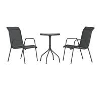 vidaXL Garden Dining Set Table and Chairs Patio Lounge Set 3 Piece Black Steel