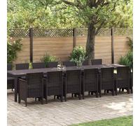vidaXL Garden Dining Set with Cushion 15 pcs Brown Poly Rattan