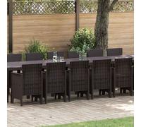 vidaXL Garden Dining Set with Cushion 17 pcs Brown Poly Rattan