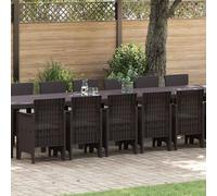 vidaXL Garden Dining Set with Cushion 17 pcs Brown Poly Rattan