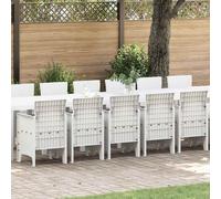 vidaXL Garden Dining Set with Cushion 17 pcs White Poly Rattan