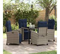vidaXL Garden Dining Set with Cushion 5 pcs Grey Poly Rattan