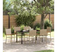 vidaXL Garden Dining Set with Cushion 7 pcs Beige Poly Rattan