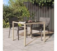 vidaXL Garden Dining Table Beige 90 x 90 x 75 cm Poly rattan