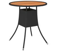 Garden Dining Table Black Ø 70 cm Poly Rattan and Solid Acacia Wood