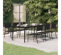 vidaXL Garden Dining Table Black 200x100x74 cm Steel and Glass