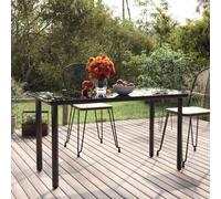 vidaXL Garden Dining Table Black 200x100x74cm Steel and Tempered Glass