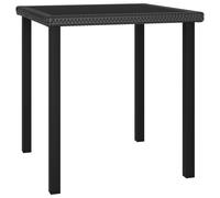 Outdoor Dining Table Garden 4 Seater Poly Rattan Tempered Glass Black 70x70x73cm