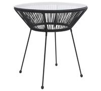 vidaXL Garden Dining Table Black 70x74 cm Rattan and Glass, Black