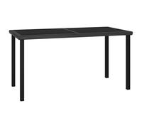 vidaXL Garden Dining Table Black Poly Rattan Dinner Desk Outdoor Furniture