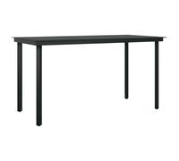 Garden Dining Table Black 140x70x74 cm Steel and Glass