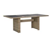 vidaXL Garden Dining Table Brown 200x100x74 cm Glass and Poly Rattan, Brown