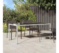 Garden Table Brown Tempered Glass&Poly Rattan Patio Table Multi Colours vidaXL