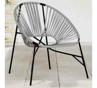 vidaXL Garden Egg Chair Black and Light Grey Poly Rattan