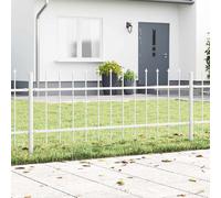 Garden Fence White Powder-Coated Steel 340x3.4x110cm Industrial UV-Resist 110cmH