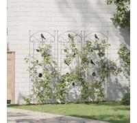 vidaXL Garden Fence 3 pcs Black 110 x 40 cm Steel