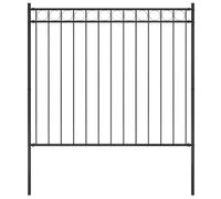vidaXL Garden Fence Steel 1.7x1.5m Black - Decorative Outdoor Barrier with Circle Top Design, Heavy-Duty Powder-Coated Steel Material offering Stability