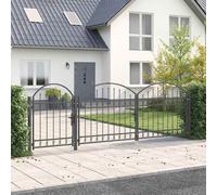 vidaXL Garden Fence Gate with Arched Top Grey 4 x 1.25 m Steel