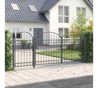 vidaXL Garden Fence Gate with Arched Top Grey 400 x 100 cm Steel