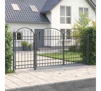 vidaXL Garden Fence Gate with Arched Top Grey 400 x 125 cm Steel