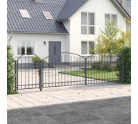 vidaXL Garden Fence Gate with Arched Top Grey 500 x 100 cm Steel
