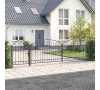 vidaXL Garden Fence Gate with Arched Top Grey 500 x 75 cm Steel
