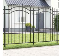 vidaXL Garden Fence Grey 190 cm Powder-Coated Steel, Garden and Terrace, Expandable Fence Panels, Modern Outdoor Barrier, Functional Divider for Spaces
