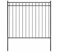 vidaXL Garden Fence Steel 1.7x1.5m Black - Decorative Outdoor Barrier with Circle Top Design, Heavy-Duty Powder-Coated Steel Material offering Stability