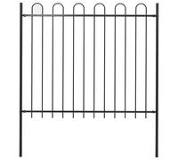 vidaXL Garden Fence with Hoop Top Fence Panel Border Fence Steel 1.8 m Black