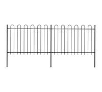 Vidaxl Garden Fence With Hoop Top Steel 3.4X1.2 M Black