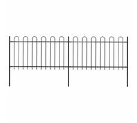 vidaXL Garden Fence with Hoop Top Steel 359x100 cm Black