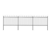 vidaXL Garden Fence with Hoop Top Steel 5.1x1.2 m Black