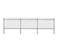 vidaXL Garden Fence With Hoop Top Steel 5.1X1.2 M Black, Black