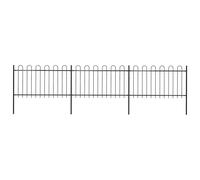 vidaXL Garden Fence with Hoop Top Steel 537x100 cm Black