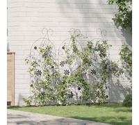 vidaXL Garden Fence with Lock 3 pcs Black 112 x 39.5 cm Steel