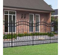 vidaXL Garden Fence with Spear Top Black 240x125 cm Powder-coated Steel
