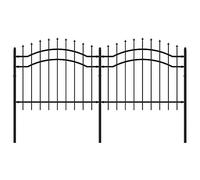 vidaXL Garden Fence with Spear Top Black Powder-Coated Steel 239 x 140 cm - Durable, High-Security Decorative Fence Panels for Home, Garden, Business Property