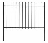 vidaXL Garden Fence with Spear Top Fence Panel Spike Fence Steel 1.8 m Black