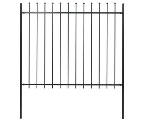 vidaXL Garden Fence with Spear Top Fence Panel Spike Fence Steel 1.8 m Black