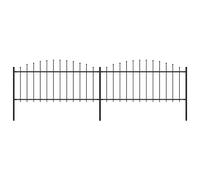 Garden Fence Heavy-Duty Steel Black 3.4m x 0.5-0.75m Spear Top 2 Panels 3 Posts