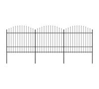 vidaXL Garden Fence with Spear Top Steel (1.5-1.75)x5.1 m Black