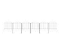 Black Steel Garden Fence Spear Top (1.5-1.75)m x 10.2m, 6 Panels 7 Posts HD Kit
