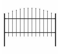 vidaXL Garden Fence With Spear Top Steel, Black