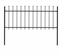 vidaXL Garden Fence with Spear Top Outdoor Panels Barrier Border Spike Landscape Fence Edges Ornament Steel 1.7x0.8m Black