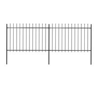 Vidaxl Garden Fence With Spear Top Steel 3.4X1.2 M Black