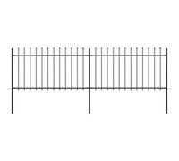 vidaXL Garden Fence with Spear Top Steel 359x100 cm Black
