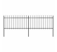 vidaXL Garden Fence with Spear Top Steel 359x100 cm Black