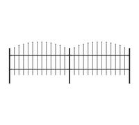 vidaXL Garden Fence with Spear Top Steel 359x100 cm Black