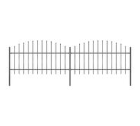 vidaXL Garden Fence With Spear Top Steel (1-1.25)x3.4 M Black, Black